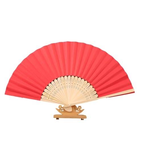 DOTBUY-SHOP Faltbare Fächer, Chinesischer Handfächer, Fächer Klein Holz, Klassischer Fecher Sommer für Geburtstagsgeschenk, Tanzen, Cosplay, Hochzeit, Party, Requisiten-Dekoration (12 Stück,Rot) von DOTBUY-SHOP