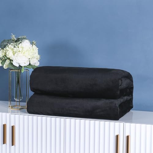 DOTBUY-SHOP Flanell Kuscheldecke, Flauschig, Einfarbig Schwarz, 150x200cm, Winterlich, Waschbar von DOTBUY-SHOP