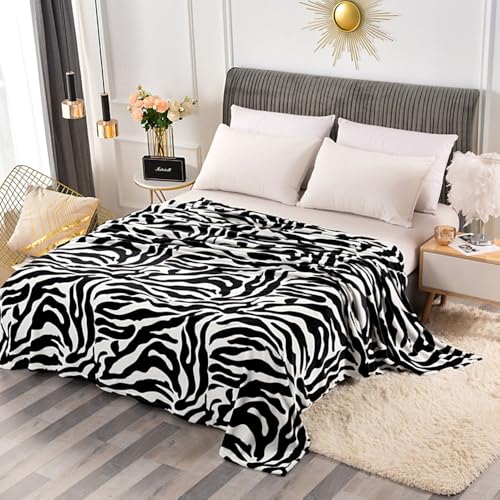 DOTBUY-SHOP Flanell Decken, Kuscheldecke Flauschig, Moderner Stil Fleecedecke-Sofadecke, Winterliche Flanell Wärme Decke, Waschbar Kuscheldecke (150x200cm,Zebra-Druck) von DOTBUY-SHOP