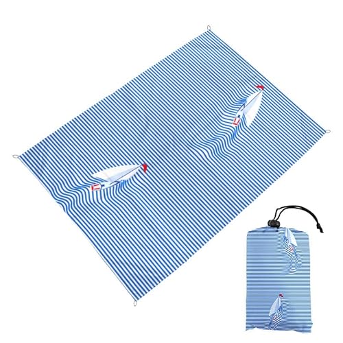 DOTBUY-SHOP Groß Stranddecke Sandfrei, Picknickdecke Wasserdicht, Tragbare Faltbar Strandmatte, Outdoor Picknickmatte für Strand Camping Wandern Reisen (Streifen,180x200cm) von DOTBUY-SHOP