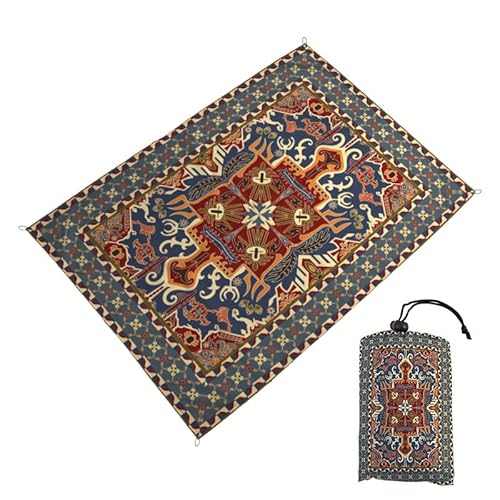 DOTBUY-SHOP Groß Stranddecke Sandfrei Picknickdecke Wasserdicht, Tragbare Faltbar Strandmatte, Moderne Designs Picknickmatte für Strand, Camping, Wandern, Reisen (Retro,140x150cm) von DOTBUY-SHOP