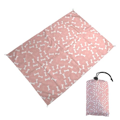DOTBUY-SHOP Groß Stranddecke Sandfrei Picknickdecke Wasserdicht, Tragbare Faltbar Strandmatte, Moderne Designs Picknickmatte für Strand, Camping, Wandern, Reisen (Rosa Knochen,180x200cm) von DOTBUY-SHOP