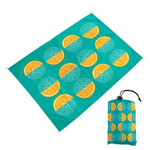 DOTBUY-SHOP Groß Stranddecke Sandfrei Picknickdecke Wasserdicht, Tragbare Faltbar Strandmatte, Obst Druck Picknickmatte für Strand, Camping, Wandern, Reisen (Cyan,100x140cm) von DOTBUY-SHOP
