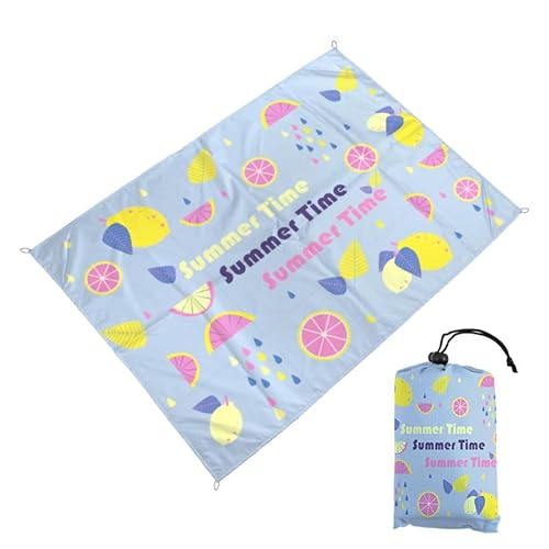 DOTBUY-SHOP Groß Stranddecke Sandfrei Picknickdecke Wasserdicht, Tragbare Faltbar Strandmatte, Obst Druck Picknickmatte für Strand, Camping, Wandern, Reisen (Grau,200x210cm) von DOTBUY-SHOP