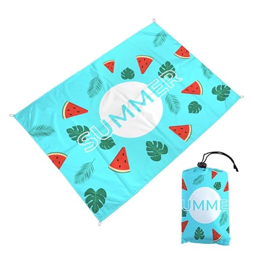 DOTBUY-SHOP Groß Stranddecke Sandfrei Picknickdecke Wasserdicht, Tragbare Faltbar Strandmatte, Obst Druck Picknickmatte für Strand, Camping, Wandern, Reisen (Wassermelone,140x150cm) von DOTBUY-SHOP