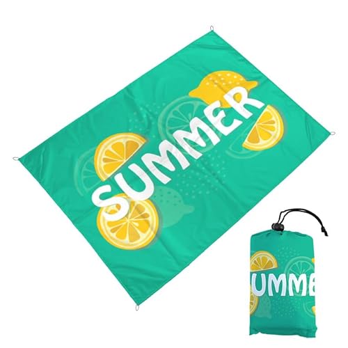 DOTBUY-SHOP Groß Stranddecke Sandfrei Picknickdecke Wasserdicht, Tragbare Faltbar Strandmatte, Obst Druck Picknickmatte für Strand, Camping, Wandern, Reisen (Zitrone,100x140cm) von DOTBUY-SHOP