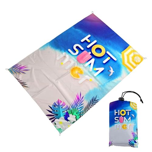 DOTBUY-SHOP Groß Stranddecke Sandfrei Picknickdecke Wasserdicht, Tragbare Faltbar Strandmatte, Sommer-Muster Picknickmatte für Strand, Camping, Wandern, Reisen (Zitrone,200x210cm) von DOTBUY-SHOP