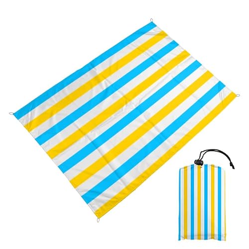 DOTBUY-SHOP Groß Stranddecke Sandfrei Picknickdecke Wasserdicht, Tragbare Faltbar Strandmatte, Streifendesign Picknickmatte für Strand, Camping, Wandern, Reisen (Gelb,200x210cm) von DOTBUY-SHOP