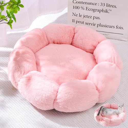 DOTBUY-SHOP Hundebet Katzenbett Hundekissen Grosse Hunde Kissen, Blumenform Plüsch-Hundekorb Hundebett Waschbar, für Welpe, Katzen, Kätzchen, Haustiere (60cm,Rosa) von DOTBUY-SHOP