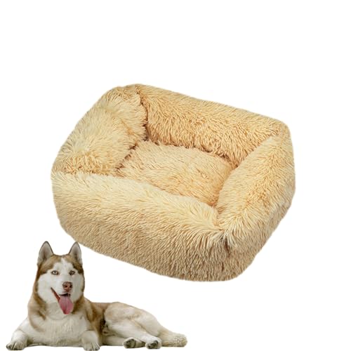 DOTBUY-SHOP Hundebet Rechtwinklig Katzenbett, Hundekissen Grosse Hunde Donut Kissen Herbst und Winter, Waschbar Plüsch-Hundekorb Hundebett, für Mittel Hunde Katzen (M,Beige) von DOTBUY-SHOP