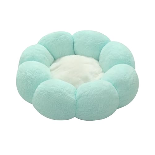 DOTBUY-SHOP Hundebet Rundes Katzenbett, Blumen Hundekissen Grosse Hunde Donut Kissen, Plüsch-Hundekorb Hundebett Waschbar, für Groß Hunde, Katzen und Herbst und Winter (55cm,Türkis) von DOTBUY-SHOP