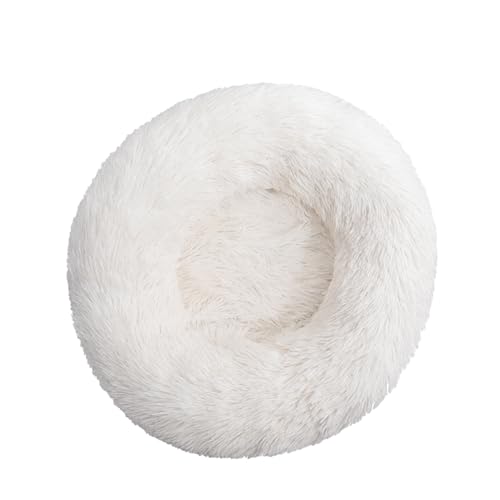 DOTBUY-SHOP Hundebet Rundes Katzenbett, Hundekissen Grosse Hunde Donut Kissen, Plüsch-Hundekorb Hundebett Waschbar, für Groß Kleine Hunde, Katzen und Andere Haustiere (70cm,Weiß) von DOTBUY-SHOP