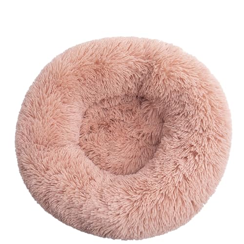 DOTBUY-SHOP Hundebet Rundes Katzenbett, Hundekissen Grosse Hunde Donut Kissen, Plüsch-Hundekorb Hundebett Waschbar, für Mittel Hunde Katzen und Herbst und Winter (50 cm,Curry hell) von DOTBUY-SHOP