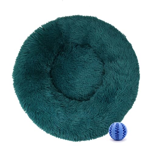 DOTBUY-SHOP Hundebet Rundes Katzenbett, Hundekissen Grosse Hunde Donut Kissen, Plüsch-Hundekorb Hundebett Waschbar, für Welpe, Katzen, Kätzchen, Haustiere (110CM,Dunkelgrün) von DOTBUY-SHOP