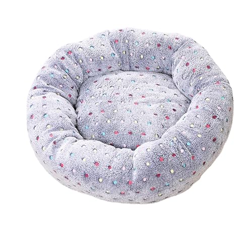 DOTBUY-SHOP Hundebet Rundes Katzenbett, Hundekissen Grosse Hunde Donut Kissen, Plüsch-Hundekorb Hundebett Waschbar mit Aufdrucken, für Groß Hunde, Katzen und Herbst und Winter (50 cm,Hell) von DOTBUY-SHOP