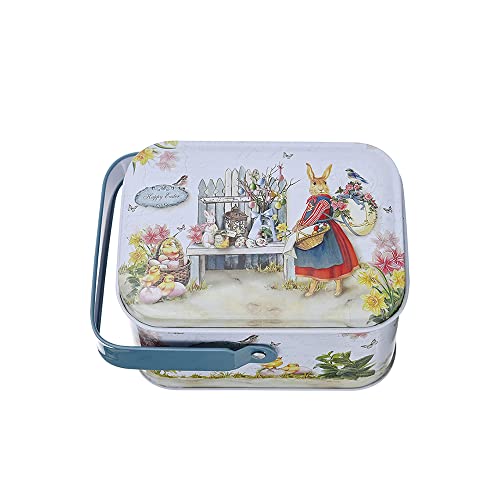 DOTBUY-SHOP Keksdose Gebäckdose Leere Blechdosen mit Deckel Geschenkdose Mit Griff Retro Vorratsdose Metallbox Rechteckig, Dekorative Aufbewahrungsboxen für Ostern (2er Set,A) von DOTBUY-SHOP