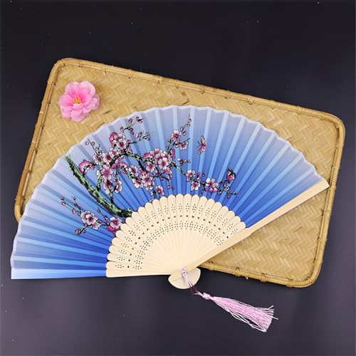 DOTBUY-SHOP Kirschblüte Faltbare Fächer, Chiffon Chinesischer Handfächer, Fächer Klein Holz, Klassischer Fecher Sommer, für Geburtstagsgeschenk, Tanzen, Hochzeit, Party Dekoration (2 Stück,Blau 1) DOTBUY-SHOP Kirschblüte Faltbare Fächer, Chiffon Chinesischer Handfächer, Fächer Klein Holz, Klassischer Fecher Sommer, für Geburtstagsgeschenk, Tanzen, Hochzeit, Party Dekoration (2 Stück,Blau 1) von DOTBUY-SHOP