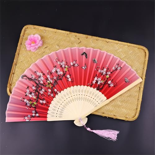 DOTBUY-SHOP Kirschblüte Faltbare Fächer, Chiffon Chinesischer Handfächer, Fächer Klein Holz, Klassischer Fecher Sommer, für Geburtstagsgeschenk, Tanzen, Hochzeit, Party Dekoration (2 Stück,Rot 1) DOTBUY-SHOP Kirschblüte Faltbare Fächer, Chiffon Chinesischer Handfächer, Fächer Klein Holz, Klassischer Fecher Sommer, für Geburtstagsgeschenk, Tanzen, Hochzeit, Party Dekoration (2 Stück,Rot 1) von DOTBUY-SHOP