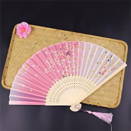 DOTBUY-SHOP Kirschblüte Faltbare Fächer, Chiffon Chinesischer Handfächer, Fächer Klein Holz, Klassischer Fecher Sommer, für Geburtstagsgeschenk, Tanzen, Hochzeit, Party Dekoration (4 Stück,Rosa 2) DOTBUY-SHOP Kirschblüte Faltbare Fächer, Chiffon Chinesischer Handfächer, Fächer Klein Holz, Klassischer Fecher Sommer, für Geburtstagsgeschenk, Tanzen, Hochzeit, Party Dekoration (4 Stück,Rosa 2) von DOTBUY-SHOP