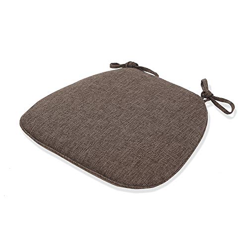 DOTBUY-SHOP Leinen Stuhlkissen mit Bändern Abnehmbarem rutschfeste Sitzkissen Stuhl Waschbar Sitzpolster Sitzauflage für Gartenstuhl Gartenbank Terrasse Indoor Outdoor (Braun,43x41x35cm) von DOTBUY-SHOP