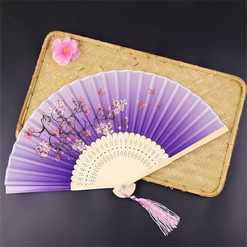 DOTBUY-SHOP Mehrfarbig Faltbare Fächer, Chiffon Chinesischer Handfächer, Fächer Klein Holz, Klassischer Fecher Sommer, für Geburtstagsgeschenk, Tanzen, Hochzeit, Party Dekoration (2 Stück,Lila 1) DOTBUY-SHOP Mehrfarbig Faltbare Fächer, Chiffon Chinesischer Handfächer, Fächer Klein Holz, Klassischer Fecher Sommer, für Geburtstagsgeschenk, Tanzen, Hochzeit, Party Dekoration (2 Stück,Lila 1) von DOTBUY-SHOP