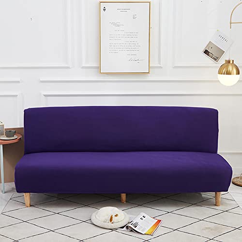 DOTBUY-SHOP Ohne Armlehne Sofahusse Stretch, Weich & Bequem Antirutsch Sofa Abdeckung Moderne Bedruckter Sofa Überzug Armloser Möbel Protector Sofabezug (160-190cm,dunkellila) von DOTBUY-SHOP