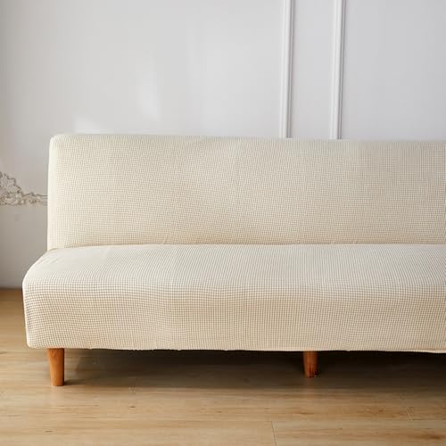 DOTBUY-SHOP Ohne Armlehne Sofahusse Stretch, Weich&Bequem Sofa Abdeckung, Sofa Überzug Armloser Möbel Protector (160-190cm,Beige) von DOTBUY-SHOP