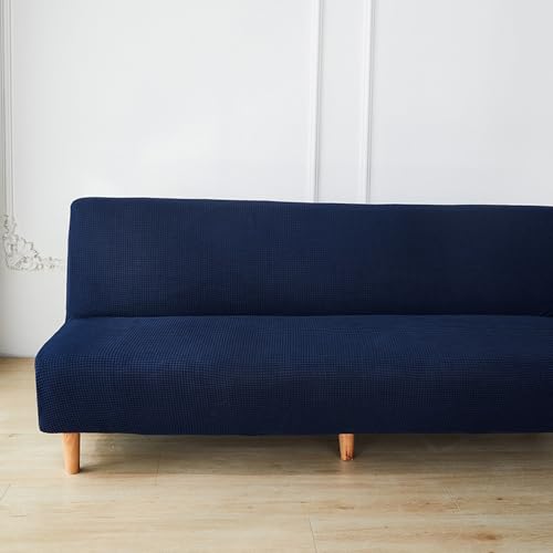 DOTBUY-SHOP Ohne Armlehne Sofahusse Stretch, Weich&Bequem Sofa Abdeckung, Sofa Überzug Armloser Möbel Protector (160-190cm,Marineblau) von DOTBUY-SHOP