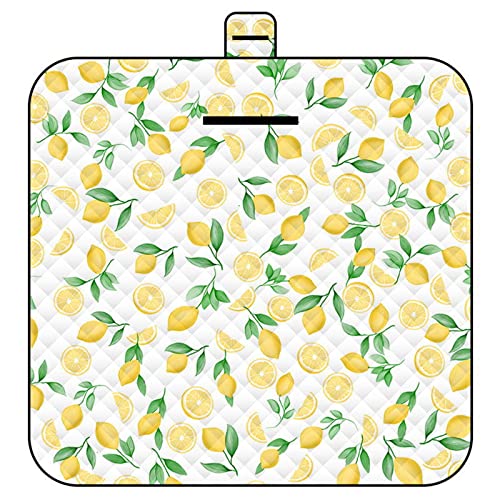 DOTBUY-SHOP Picknickdecke Wasserdicht, Campingdecke Stranddecke Maschinenwaschbar Faltbar Isoliert Picknickmatte, für Outdoor Strand, Campen, Wandern und Ausflüge (Zitrone,200 * 200cm) von DOTBUY-SHOP