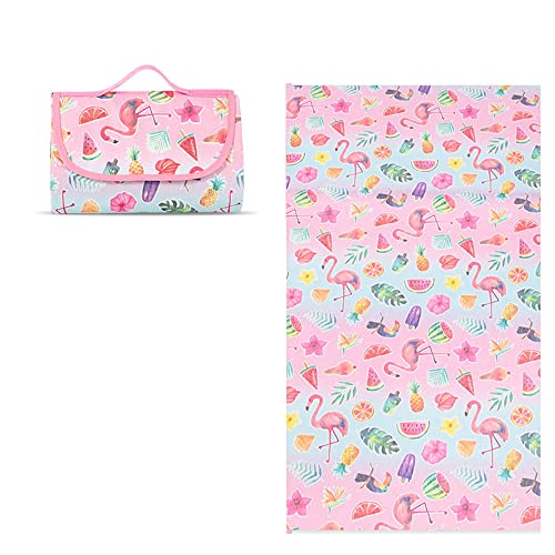 DOTBUY-SHOP Picknickdecke Wasserdicht, Campingdecke Stranddecke Maschinenwaschbar Faltbar Kinder Picknickmatte, für Outdoor Garten,Strand, Campen, Wandern und Ausflüge (150x100cm,Flamingo) von DOTBUY-SHOP