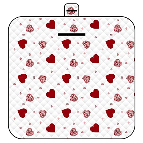 DOTBUY-SHOP Picknickdecke Wasserdicht, Campingdecke Stranddecke Maschinenwaschbar Faltbar Kinder Picknickmatte, für Outdoor Strand, Campen, Wandern und Ausflüge (150x200cm,Rotes Herz) von DOTBUY-SHOP