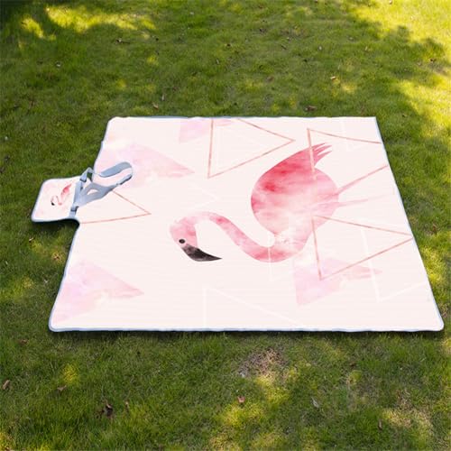 DOTBUY-SHOP Picknickdecke Wasserdicht, Campingdecke Stranddecke Maschinenwaschbar Faltbar Picknickmatte, für Outdoor Strand, Campen, Wandern und Ausflüge (148x200cm,Flamingo) von DOTBUY-SHOP