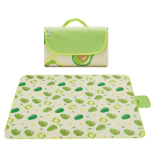 DOTBUY-SHOP Picknickdecke Wasserdicht, Campingdecke Stranddecke Obst Pflanze Maschinenwaschbar Faltbar Isoliert Picknickmatte, für Outdoor Strand, Campen und Ausflüge (195x200cm,Avocado) von DOTBUY-SHOP