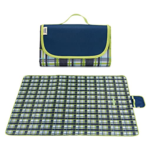 DOTBUY-SHOP Picknickdecke Wasserdicht, Campingdecke Stranddecke Plaid Maschinenwaschbar Faltbar Isoliert Picknickmatte, für Outdoor Strand, Campen und Ausflüge (Blau Grün,145x200cm) von DOTBUY-SHOP