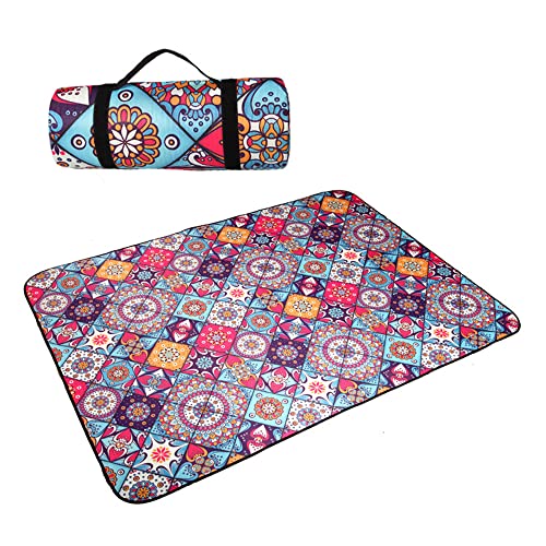 DOTBUY-SHOP Picknickdecke Wasserdicht, Campingdecke Stranddecke Wärmeisoliert Faltbar Maschinenwaschbar Picknickmatte, für Outdoor Strand Campen Wandern Ausflüge (Böhmisches Blau,150x100cm) von DOTBUY-SHOP