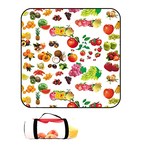 DOTBUY-SHOP Picknickdecke Wasserdicht, Campingdecke Stranddecke Wärmeisoliert Maschinenwaschbar Faltbar Picknickmatte, für Outdoor Strand Campen Wandern Ausflüge (Frucht,150x100cm) von DOTBUY-SHOP