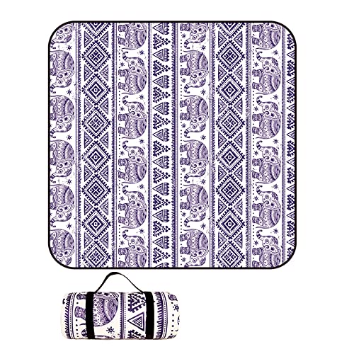 DOTBUY-SHOP Picknickdecke Wasserdicht, Campingdecke Stranddecke Wärmeisoliert Maschinenwaschbar Faltbar Picknickmatte, für Outdoor Strand Campen Wandern Ausflüge (indischer Elefant,150x150cm) von DOTBUY-SHOP