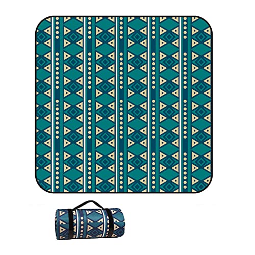 DOTBUY-SHOP Picknickdecke Wasserdicht, Campingdecke Stranddecke Wärmeisoliert Maschinenwaschbar Faltbar Picknickmatte,für Outdoor Strand Campen Wandern Ausflüge (150x100cm,Blauer Stammesstil) von DOTBUY-SHOP