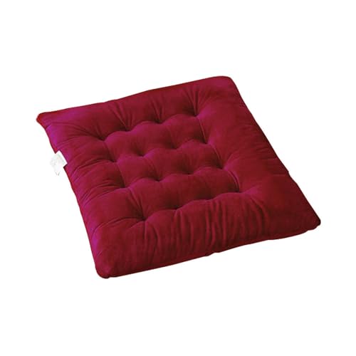 DOTBUY-SHOP Quadrat Sitzkissen mit Haltebändern, Sitzkissen Outdoor und Indoor, Widerstandsfähige Kristallsamt Stuhlkissen Komfortabel Sitzpolster für Garten, Büro (40x40cm,Burgunderrot) von DOTBUY-SHOP