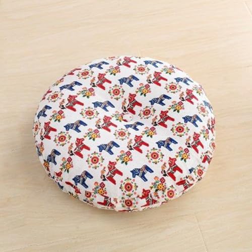 DOTBUY-SHOP Sitzkissen, Baumwoll-Leinen Sitzkissen Abnehmbar und Waschbar, Stuhlkissen Kinder mit Separatem Innenfutter, Sitzpolster für Garten, Büro (Rot Blau Pferd,40cm/15.7’’) von DOTBUY-SHOP
