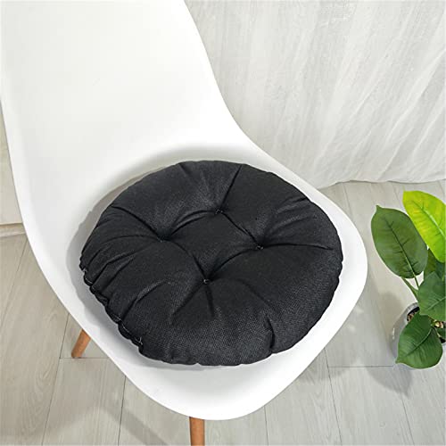 DOTBUY-SHOP Sitzkissen Rund, Einfarbig Sitzkissen Outdoor und Indoor, Widerstandsfähige & Robuste Stuhlkissen Kinder Komfortabel Sitzpolster für Garten, Büro (50x50cm,Schwarz) von DOTBUY-SHOP