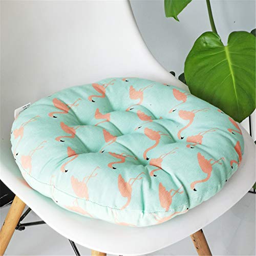 DOTBUY-SHOP Sitzkissen Rund Druck Sitzkissen Outdoor und Indoor Mit Haltebändern, Widerstandsfähige & Robuste Stuhlkissen Kinder Komfortabel Sitzpolster für Garten, Büro (Flamingo,40x40cm) von DOTBUY-SHOP