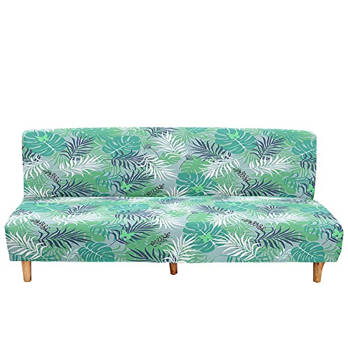 DOTBUY-SHOP Sofa Überzug Ohne Armlehnen, Tropisch Stil Armlose Sofabettüberzug Stretch Sofabezug Sofabettbezug Elastisch Sofa Schonbezug, Bezug für Klappsofa (190~230cm,Monstera-Blätter) von DOTBUY-SHOP