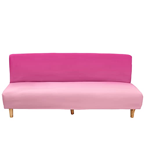 DOTBUY-SHOP Sofa Überzug Ohne Armlehnen, Verlaufsfarbe Armlose Sofabettüberzug Stretch rutschfeste Sofabezug Sofabettbezug Elastisch Sofa Schonbezug, Bezug für Klappsofa (120~150cm,Rosa) von DOTBUY-SHOP