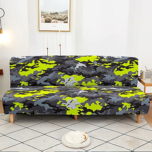 DOTBUY-SHOP Sofabezug Ohne Armlehnen Grüne Dschungel-Camouflage Bedruckter Clic Clac Sofabezug Sofabettüberzug Weich Antirutsch Stretch Klappsofa Bettcouch Schonbezug (160-190cm,Stil C) von DOTBUY-SHOP