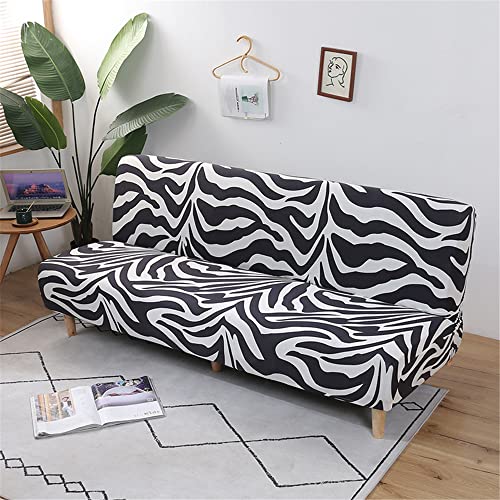 DOTBUY-SHOP Sofabezug Ohne Armlehnen Stilvoll Modern Drucken Armlose Sofabettüberzug, Stretch Weich Antirutsch Sofa Schutz Schonbezug für Klappsofa Bett ohne Armlehnen (Zebra,155-185cm) von DOTBUY-SHOP