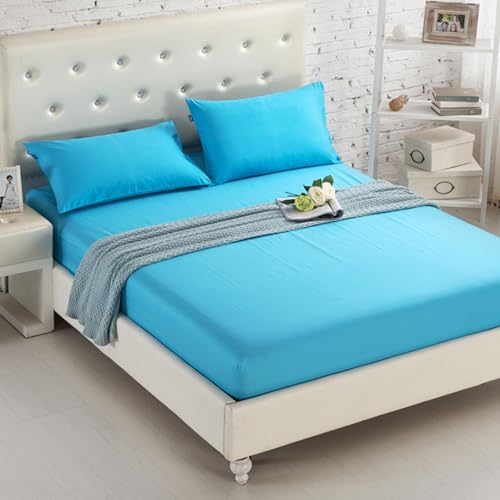 DOTBUY-SHOP Spannbettlaken 180x200cm - 30 cm Tief Bettlaken, Atmungsaktive Bettwäsche aus Gebürsteter Mikrofaser, Mit Gummizug Farbecht für Boxspring- und Wasserbetten (Blau,180x200cm) von DOTBUY-SHOP