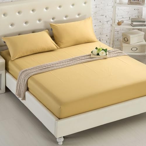 DOTBUY-SHOP Spannbettlaken 180x200cm - 30 cm Tief Bettlaken, Atmungsaktive Bettwäsche aus Gebürsteter Mikrofaser, Mit Gummizug Farbecht für Boxspring- und Wasserbetten (Kamel,180x200cm) von DOTBUY-SHOP