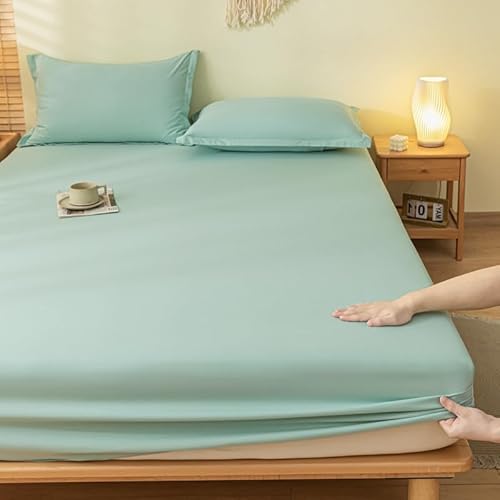 DOTBUY-SHOP Spannbettlaken 180x200cm - 30 cm Tief Bettlaken, Atmungsaktive Bettwäsche aus Gebürsteter Mikrofaser Farbecht, Mit Gummizug für Boxspring- und Wasserbetten (180x200cm,Aquagrün) von DOTBUY-SHOP