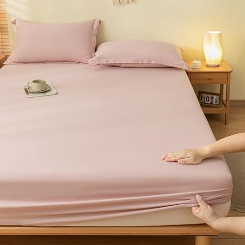 DOTBUY-SHOP Spannbettlaken 180x200cm - 30 cm Tief Bettlaken, Atmungsaktive Bettwäsche aus Gebürsteter Mikrofaser Farbecht, Mit Gummizug für Boxspring- und Wasserbetten (180x200cm,Rosa) von DOTBUY-SHOP